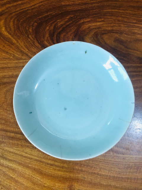 古玩陶瓷釉水美美滴豆青釉盤拍賣,當前價格288元