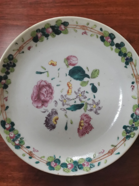 古玩陶瓷花卉紋彩繪盤拍賣,當前價格880元