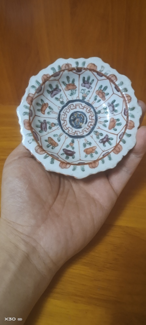 古玩陶瓷紅綠彩高足盤拍賣，當前價格1200元