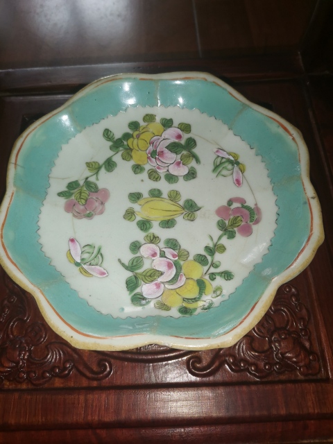 古玩陶瓷粉彩貢盤拍賣,當前價格880元