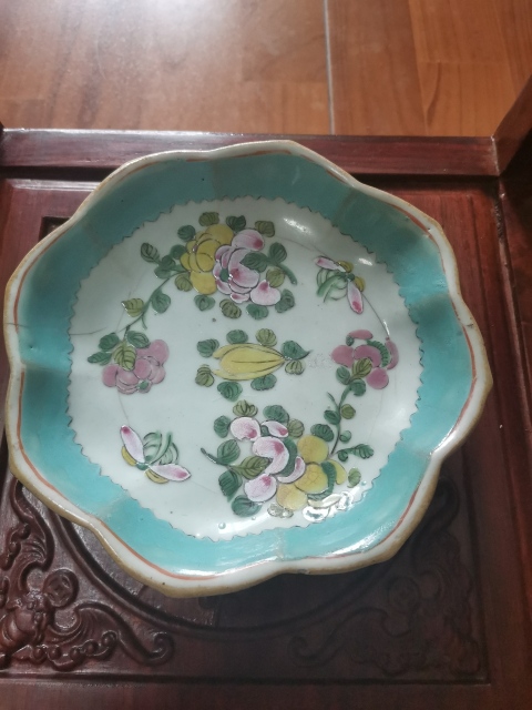 古玩陶瓷粉彩貢盤拍賣,當前價格880元