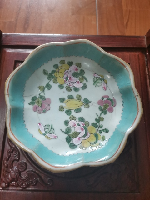 古玩陶瓷粉彩貢盤拍賣,當前價格880元
