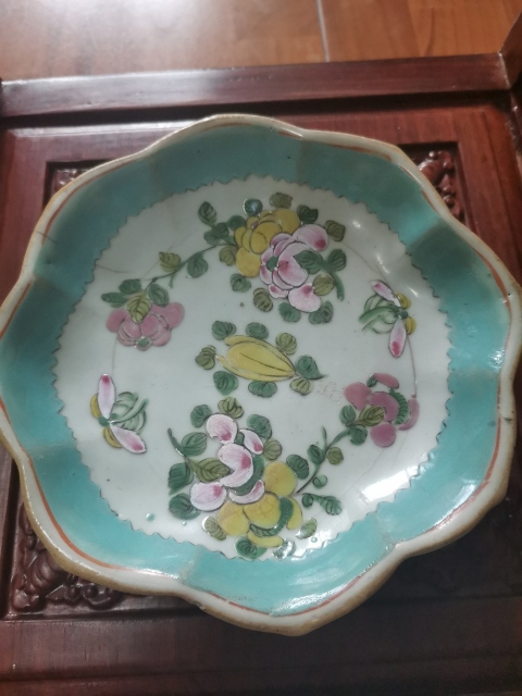 古玩陶瓷粉彩貢盤拍賣,當前價格880元