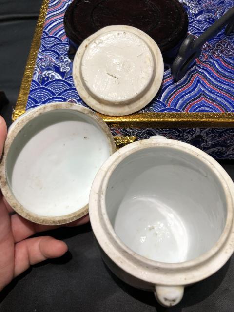 古玩陶瓷清末民初釉下彩繪花鳥紋蓋缸拍賣，當前價格1180元