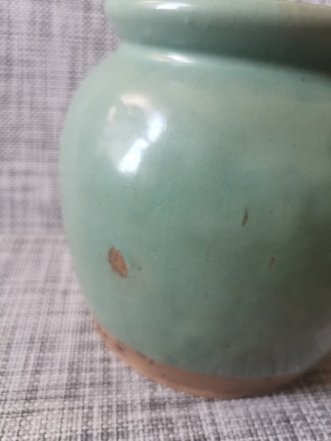 古玩陶瓷清末,宜興窯,綠釉唇口罐拍賣,當前價格777元