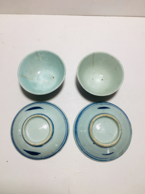 古玩陶瓷青花纏枝喜字花卉紋杯盤拍賣，當前價格0元