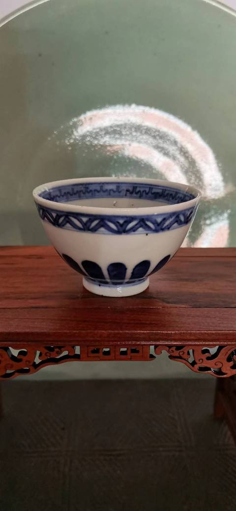 古玩陶瓷仿康熙青花雞心杯拍賣，當前價格1200元
