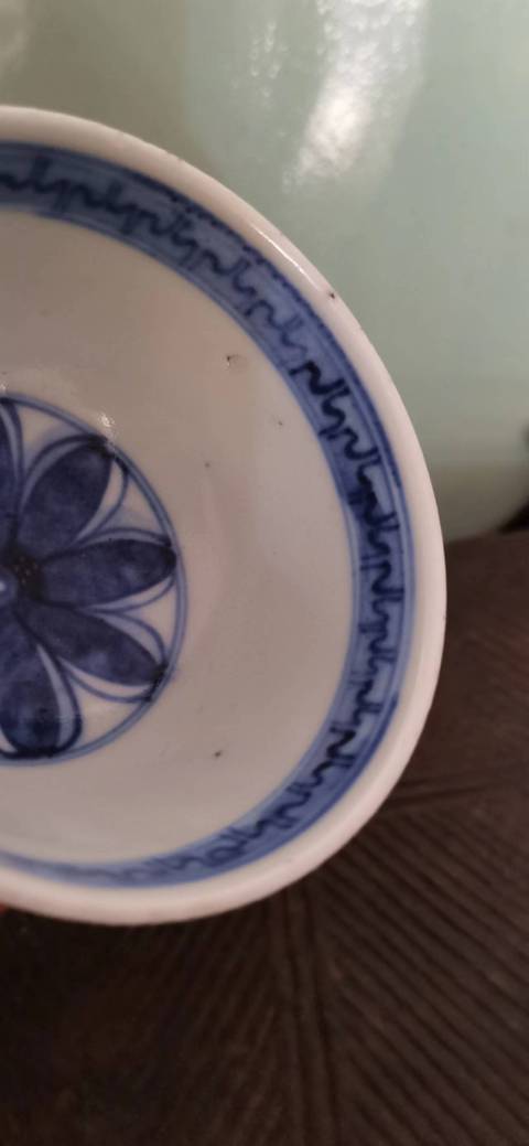 古玩陶瓷仿康熙青花雞心杯拍賣，當前價格1200元