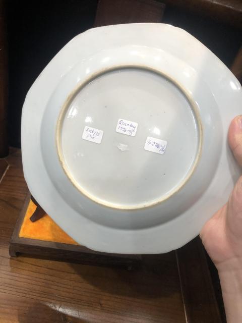古玩陶瓷（新年放漏中）清-乾隆八方-亭臺樓閣-山水紋青花賞盤拍賣，當前價格1281元