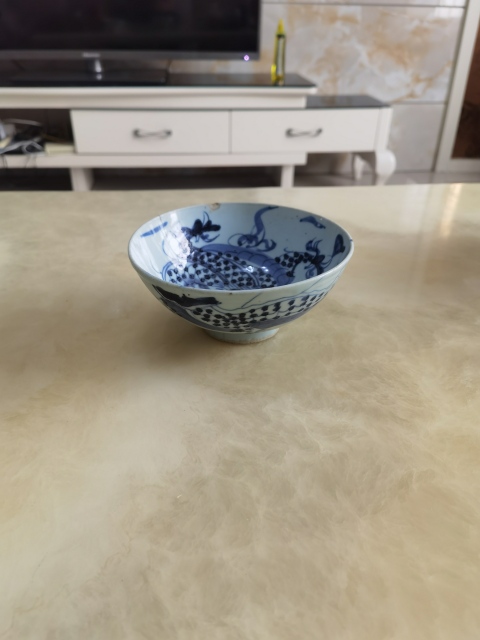 古玩陶瓷清中龍紋青花碗拍賣,當前價格1300元