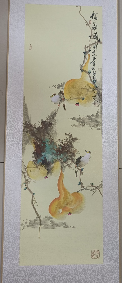古玩字畫中美協天語老師精品花鳥四屏拍賣，當前價格800元