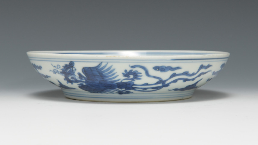 古玩陶瓷清早龍鳳紋青花盤拍賣,當前價格32800元