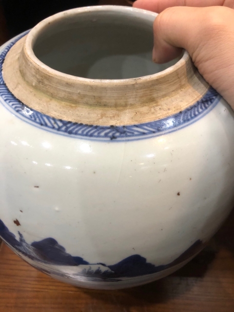 古玩陶瓷(新年放漏中)清-雍乾-青花山水風景人物罐拍賣,當前價格2460元