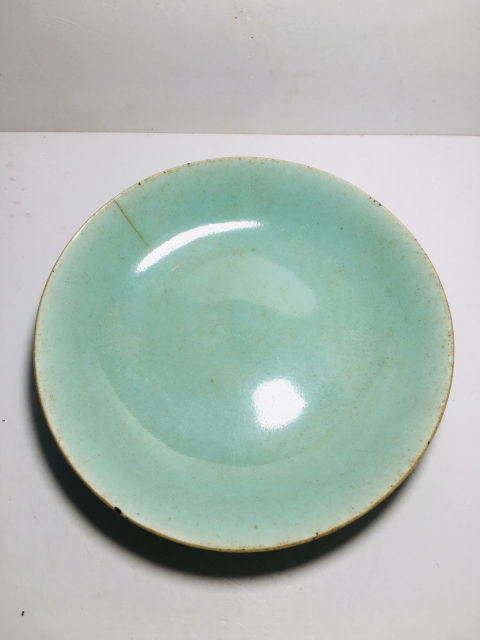 古玩陶瓷豆青釉盤拍賣,當前價格199元