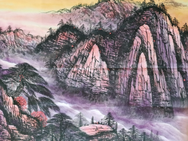 古玩字畫陳大章清綠山水唯一傳人中美協博士女畫家劉穎黃山云起圖拍賣，當前價格1999元