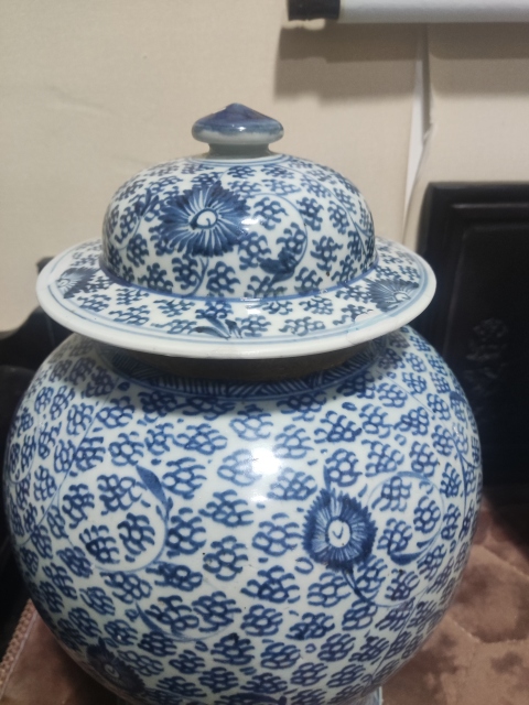 古玩陶瓷清代雍正青花鳳眼花卉紋將軍罐拍賣,當前價格3988元