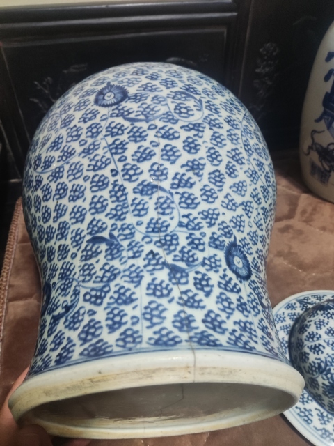 古玩陶瓷清代雍正青花鳳眼花卉紋將軍罐拍賣,當前價格3988元
