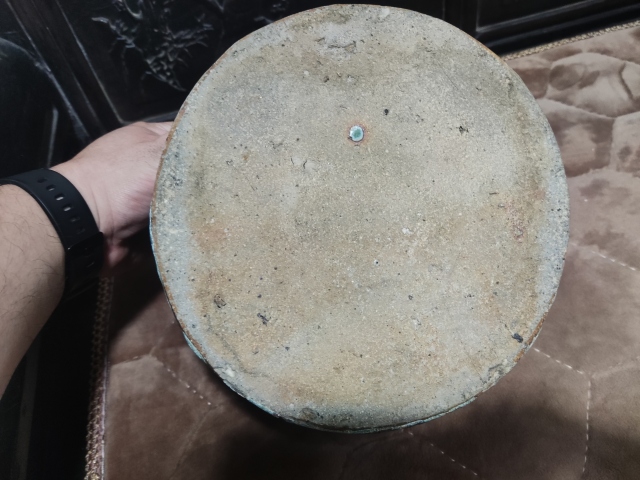 古玩陶瓷民國孔雀藍釉鼓釘罐拍賣,當前價格600元