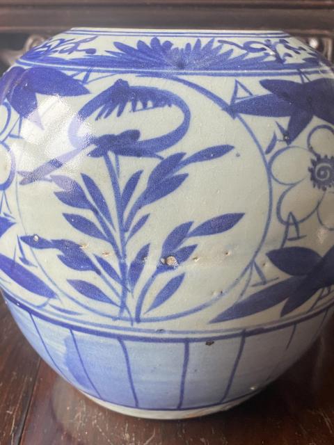 古玩陶瓷花卉紋青花西瓜罐拍賣,當(dāng)前價(jià)格288元