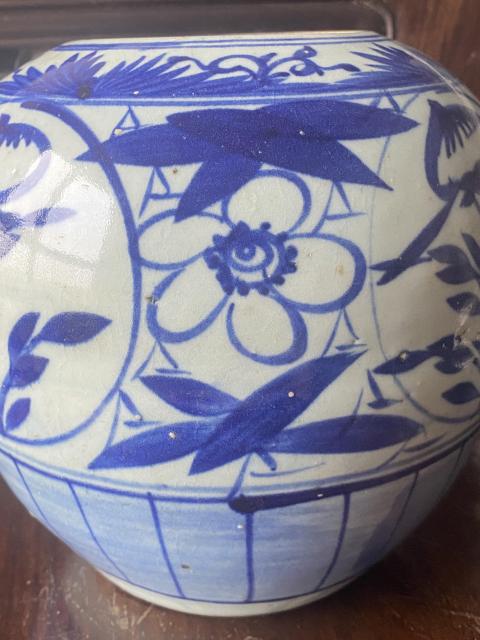 古玩陶瓷花卉紋青花西瓜罐拍賣,當(dāng)前價(jià)格288元