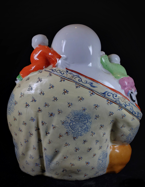 古玩陶瓷粉彩五子登科彌陀佛塑像拍賣,當前價格888元