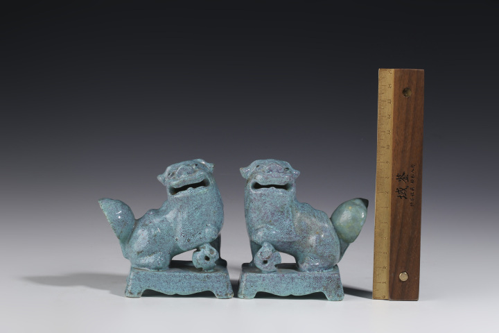 古玩陶瓷晚清·爐鈞釉獅子擺件一對（已實物鑒真）拍賣，當(dāng)前價格6000元