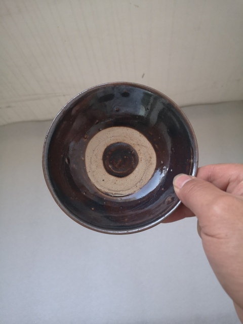 古玩陶瓷磁州窯紫金釉弦紋碗拍賣，當前價格480元