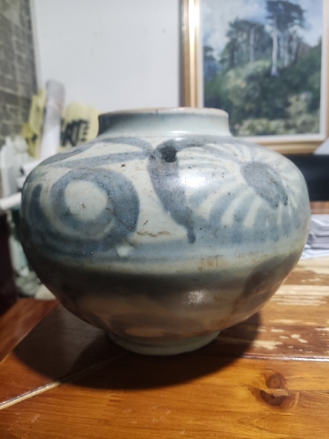 古玩陶瓷明末清初花卉紋青花罐拍賣，當前價格868元