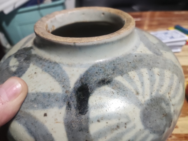 古玩陶瓷明末清初花卉紋青花罐拍賣，當前價格868元