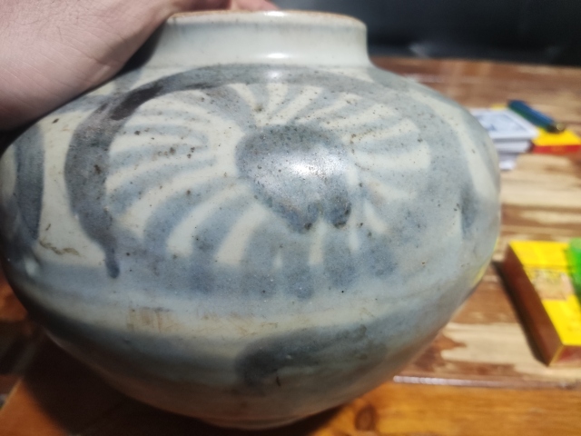 古玩陶瓷明末清初花卉紋青花罐拍賣，當前價格868元