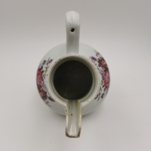 古玩陶瓷胭脂紅彩折枝花卉紋奶壺拍賣，當前價格1680元