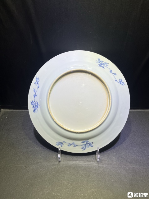 古玩陶瓷清乾隆青花山水花卉仕女圖盤拍賣，當前價格3600元