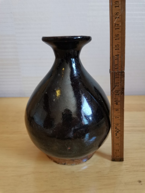 古玩陶瓷磁州窯黑釉玉壺春瓶拍賣，當前價格380元