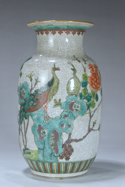 古玩陶瓷民國·哥釉五彩富貴呈祥燈籠瓶拍賣，當前價格3999元