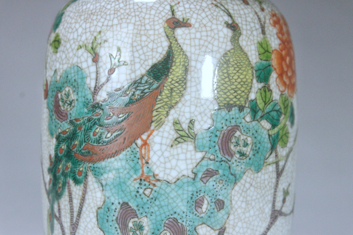 古玩陶瓷民國·哥釉五彩富貴呈祥燈籠瓶拍賣，當前價格3999元