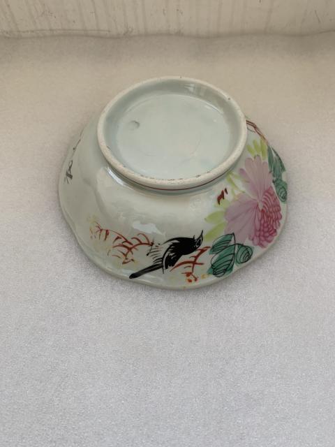 古玩陶瓷粉彩花鳥紋葵口碗拍賣，當前價格298元