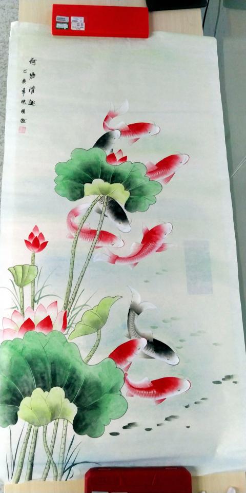 古玩字畫荷塘清趣圖拍賣,當前價格88元