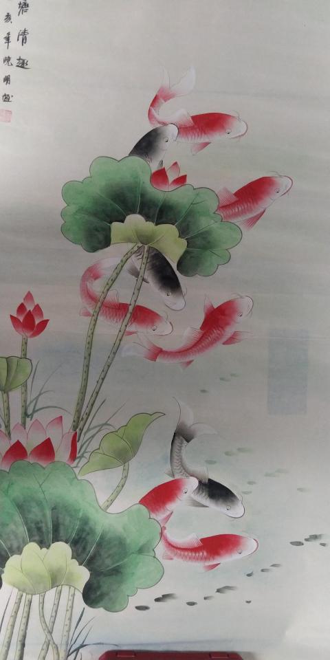 古玩字畫荷塘清趣圖拍賣,當前價格88元