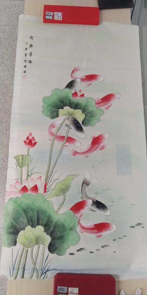 古玩字畫荷塘清趣圖拍賣,當前價格88元