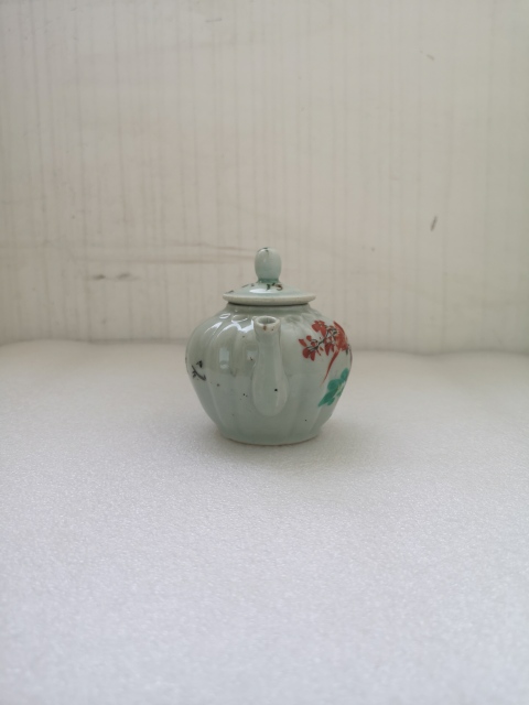 古玩陶瓷民國粉彩花鳥詩文茶壺拍賣，當前價格1680元