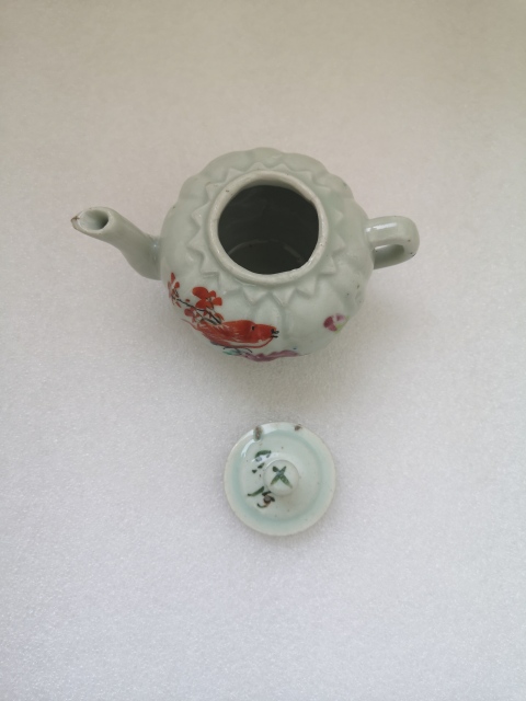 古玩陶瓷民國粉彩花鳥詩文茶壺拍賣，當前價格1680元