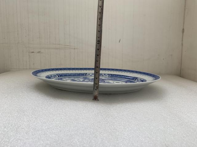 古玩陶瓷青花印山水樓閣紋長盤拍賣，當前價格398元