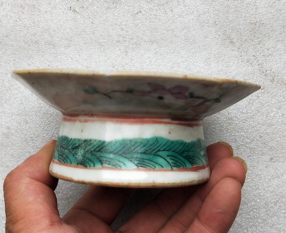 古玩陶瓷花卉紋粉彩貢盤拍賣，當前價格200元