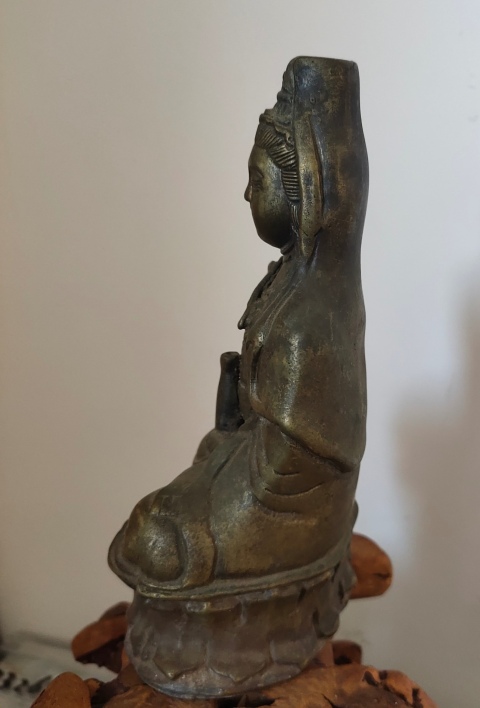 古玩雜項(xiàng)民國(guó)銅觀音拍賣，當(dāng)前價(jià)格398元