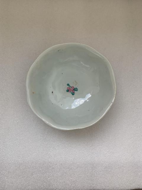 古玩陶瓷粉彩花鳥詩紋海棠口碗拍賣，當前價格298元