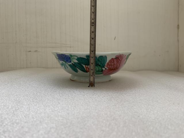 古玩陶瓷粉彩花鳥詩紋海棠口碗拍賣，當前價格298元
