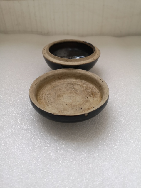 古玩陶瓷明末清初磁州窯黑釉蓋盒拍賣,當前價格550元
