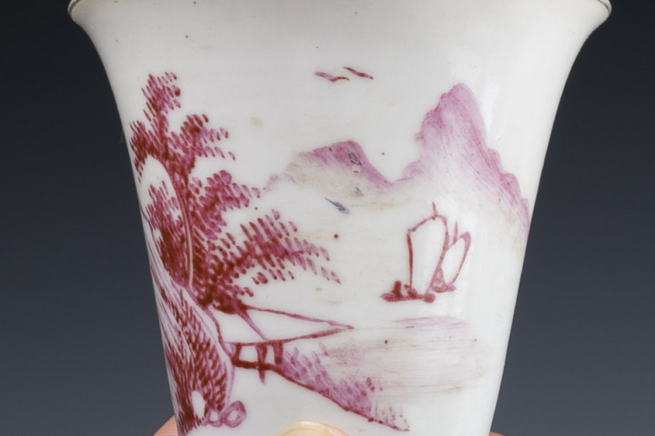 古玩陶瓷江西瓷業(yè)公司·胭脂紅彩鈴鐺杯一對(duì)（優(yōu)品）拍賣，當(dāng)前價(jià)格12000元