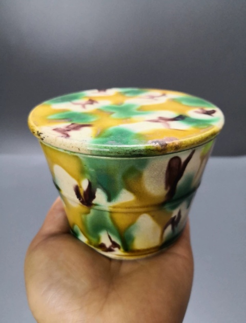 古玩陶瓷清·三彩蓋缸（全品）蒙城縣博物館同款拍賣，當前價格2600元