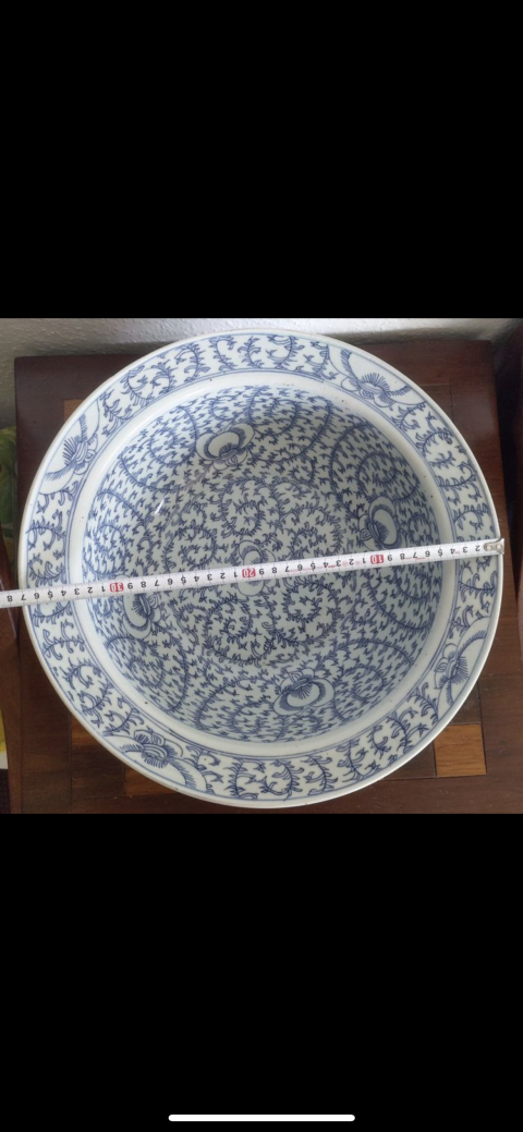 古玩陶瓷青花淡描花卉紋折沿盆拍賣,當前價格6000元